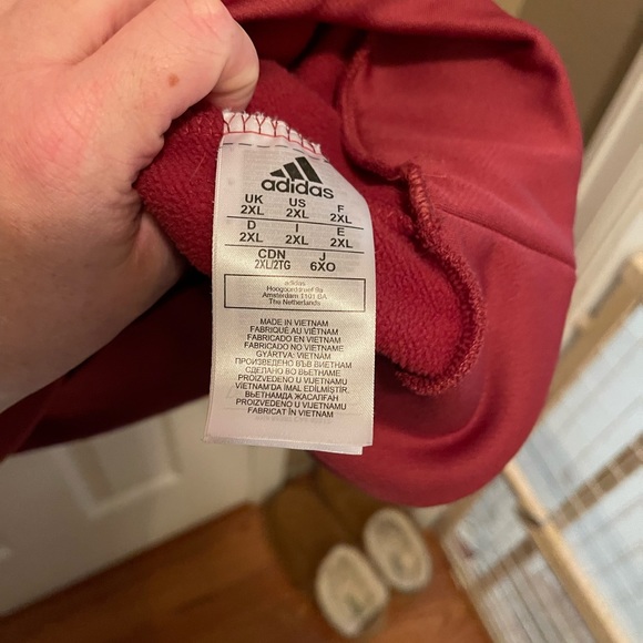 Mens Adidas fleece Hoodie 2XL medium pink mauve - Picture 2 of 2